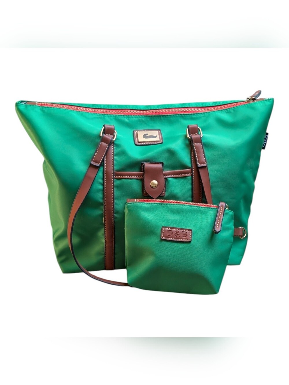 Dooney & Bourke Wayfarer Tote Kelly Green Brown Matching Coin Purse